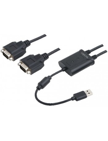 LogiLink AU0031 cabo de interface adaptador de género USB 2.0 2xRS-232 Preto