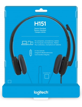 Logitech H151 Conjunto de auscultadores e microfone acoplado Fita de cabeça Preto