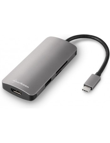 Sharkoon USB 3.0 Type C Multiport Adapter USB 3.0 (3.1 Gen 1) Type-C 5000 Mbit s Cinzento