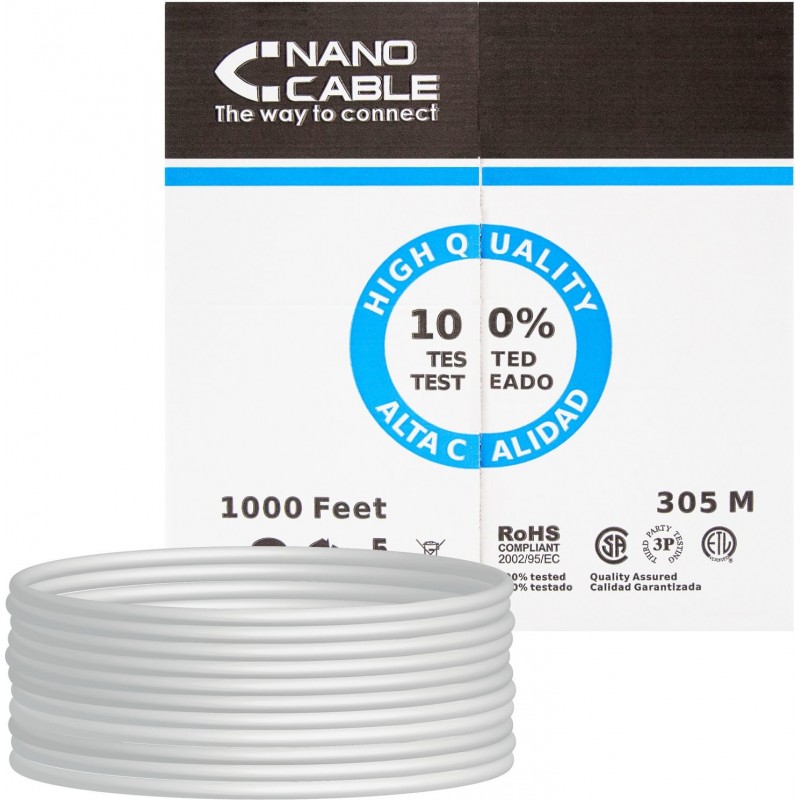 Nanocable 10.20.0304-FLEX cabo de rede 305 m Cat5e U UTP (UTP) Cinzento