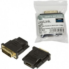 LogiLink HDMI to DVI Adapter HDMI 19-pin female DVI-D (24+1) male Preto