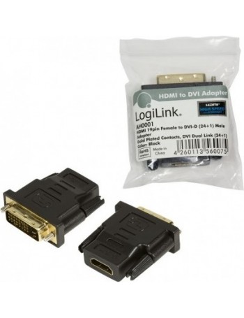 LogiLink HDMI to DVI Adapter HDMI 19-pin female DVI-D (24+1) male Preto