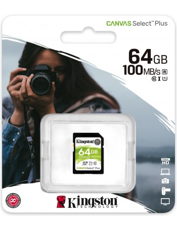 Kingston Technology Canvas Select Plus cartão de memória 64 GB SDXC Classe 10 UHS-I