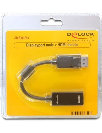 DeLOCK 61849 cabo de interface adaptador de género DisplayPort M 19-p HDMI F Preto