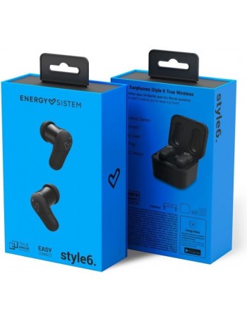 Energy Sistem Style 6 True Wireless Conjunto de auscultadores e microfone acoplado Intra-auditivo Preto