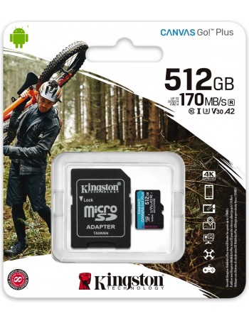 Kingston Technology Canvas Go! Plus cartão de memória 512 GB MicroSD Classe 10 UHS-I