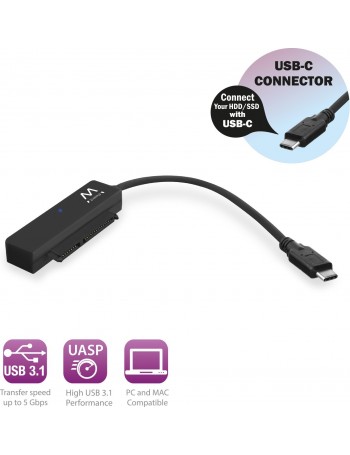 Ewent EW7075 cabo de interface adaptador de género USB 3.1 Gen1 Type-C SATA Preto