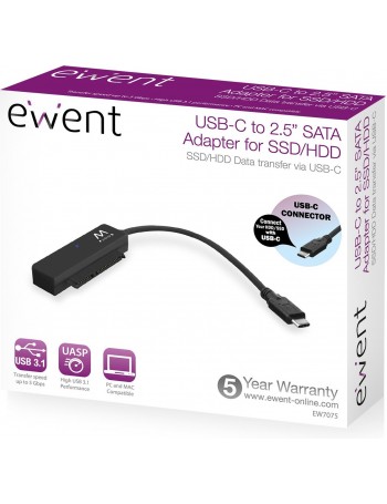 Ewent EW7075 cabo de interface adaptador de género USB 3.1 Gen1 Type-C SATA Preto