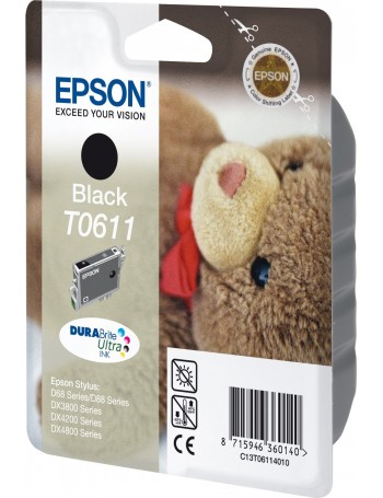 Epson Teddybear Tinteiro Preto T0611 Tinta DURABrite Ultra