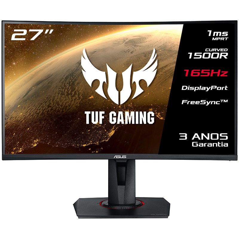 ASUS TUF Gaming to VA, up FHD monitor, x (1920 VG27VQ, Curved 27\'\' HDMI, DP, MPRT, Gaming FreeSync 165Hz, 1ms DVI, 1080)