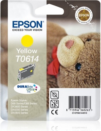 Epson Teddybear Tinteiro Amarelo T0614 Tinta DURABrite Ultra (c alarme RF+AM)