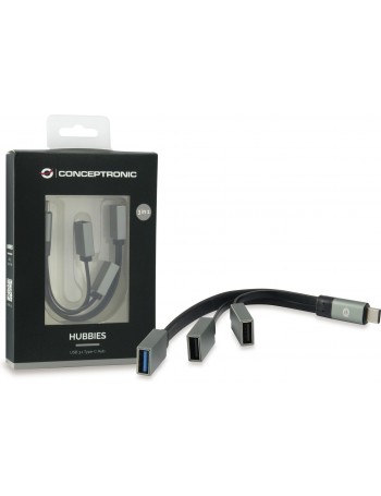 Conceptronic HUBBIES01G USB 3.2 Gen 2 (3.1 Gen 2) Type-C 5000 Mbit s Cinzento