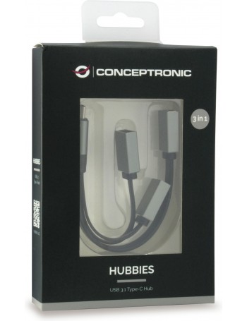 Conceptronic HUBBIES01G USB 3.2 Gen 2 (3.1 Gen 2) Type-C 5000 Mbit s Cinzento