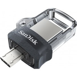 Sandisk Ultra Dual m3.0 unidade de memória USB 256 GB USB Type-A   Micro-USB 3.2 Gen 1 (3.1 Gen 1) Preto, Prateado, Transparente