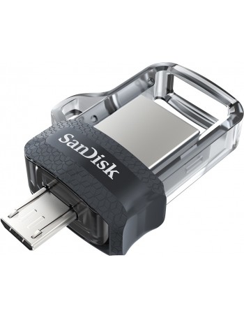 Sandisk Ultra Dual m3.0 unidade de memória USB 256 GB USB Type-A   Micro-USB 3.2 Gen 1 (3.1 Gen 1) Preto, Prateado, Transparente