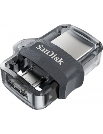 Sandisk Ultra Dual m3.0 unidade de memória USB 256 GB USB Type-A   Micro-USB 3.2 Gen 1 (3.1 Gen 1) Preto, Prateado, Transparente