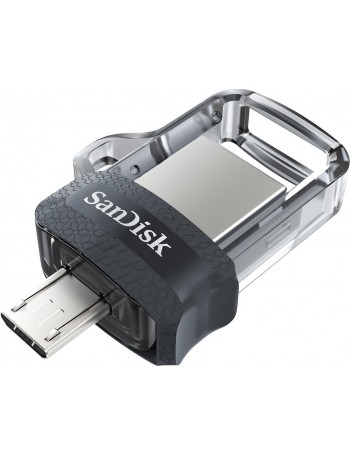 Sandisk Ultra Dual m3.0 unidade de memória USB 64 GB USB Type-A   Micro-USB 3.2 Gen 1 (3.1 Gen 1) Preto, Prateado, Transparente