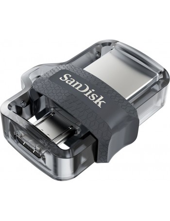 Sandisk Ultra Dual m3.0 unidade de memória USB 64 GB USB Type-A   Micro-USB 3.2 Gen 1 (3.1 Gen 1) Preto, Prateado, Transparente