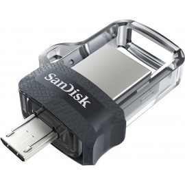 Sandisk Ultra Dual m3.0 unidade de memória USB 16 GB USB Type-A   Micro-USB 3.2 Gen 1 (3.1 Gen 1) Preto, Prateado, Transparente