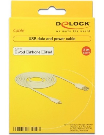 DeLOCK 2m, USB 2.0-A Lightning Branco