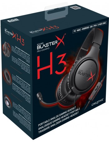 Creative Labs SOUND BLASTERX H3 Conjunto de auscultadores e microfone acoplado Fita de cabeça Preto