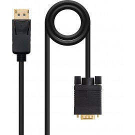 Nanocable 10.15.4402 adaptador de cabo de vídeo 2 m DisplayPort VGA (D-Sub) Preto