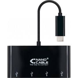 Nanocable 10.16.4401-BK hub de interface USB 2.0 Preto