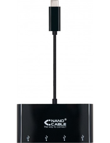 Nanocable 10.16.4401-BK hub de interface USB 2.0 Preto