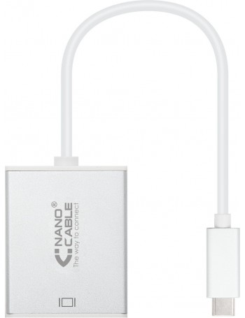 Nanocable 10.16.4101 adaptador de cabo de vídeo 0,1 m USB Type-C VGA (D-Sub) Prateado