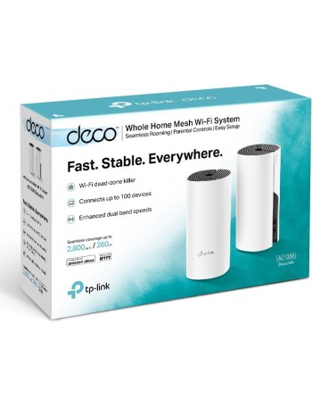 TP-LINK Deco M4(2-pack) router sem fios Dual-band (2,4 GHz   5 GHz) Gigabit Ethernet Preto, Branco