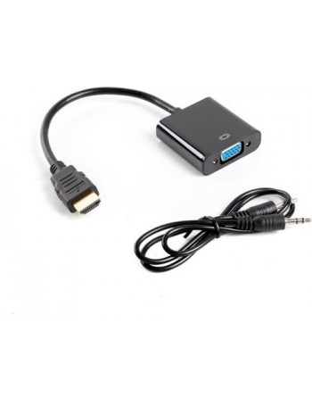 Lanberg AD-0017-BK cabo de interface adaptador de género HDMI-A VGA Preto