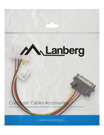 Lanberg CA-SAHD-10CU-0015 cabo SATA 0,15 m SATA 13-pin + Molex (4-pin) SATA 15-pin Preto, Vermelho, Amarelo