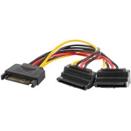 Lanberg CA-SASA-10CU-0015 cabo SATA 0,15 m SATA 15-pin 2 x SATA 15-pin Preto, Vermelho, Amarelo