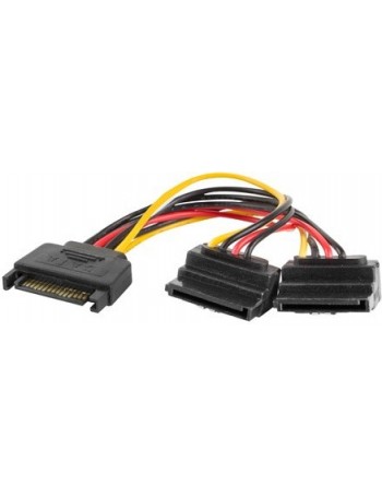 Lanberg CA-SASA-10CU-0015 cabo SATA 0,15 m SATA 15-pin 2 x SATA 15-pin Preto, Vermelho, Amarelo