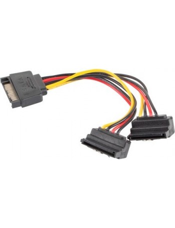 Lanberg CA-SASA-10CU-0015 cabo SATA 0,15 m SATA 15-pin 2 x SATA 15-pin Preto, Vermelho, Amarelo