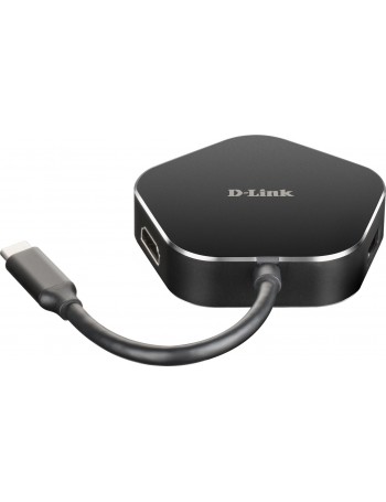 D-Link DUB-M420 base & duplicador de portas Com fios USB 3.2 Gen 1 (3.1 Gen 1) Type-C Preto, Prateado