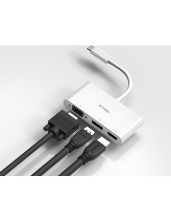 D-Link DUB-V310 base & duplicador de portas Com fios USB 3.2 Gen 1 (3.1 Gen 1) Type-C Branco