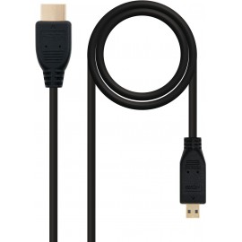 Nanocable HDMI, 0.8m cabo HDMI 0,8 m HDMI Type A (Standard) HDMI Type D (Micro) Preto