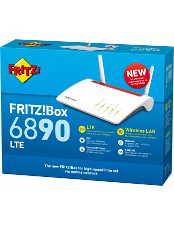 AVM FRITZ!Box 6890 LTE International router sem fios Dual-band (2,4 GHz   5 GHz) Gigabit Ethernet 3G 4G Vermelho, Branco
