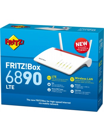 AVM FRITZ!Box 6890 LTE International router sem fios Dual-band (2,4 GHz   5 GHz) Gigabit Ethernet 3G 4G Vermelho, Branco