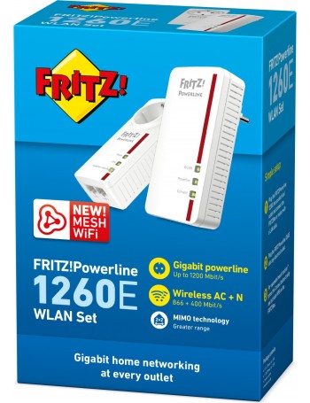 AVM FRITZ!Powerline 1260E WLAN Set International 1200 Mbit s Ethernet LAN Wi-Fi Branco 2 unidade(s)