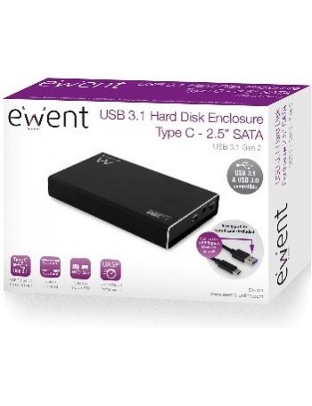 Ewent EW7070 Caixa para Discos Rígidos 2.5" Compartimento HDD SSD Preto