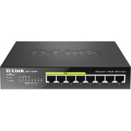 D-Link DGS-1008P switch de rede Não-gerido Gigabit Ethernet (10 100 1000) Preto Power over Ethernet (PoE)