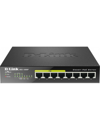 D-Link DGS-1008P switch de rede Não-gerido Gigabit Ethernet (10 100 1000) Preto Power over Ethernet (PoE)