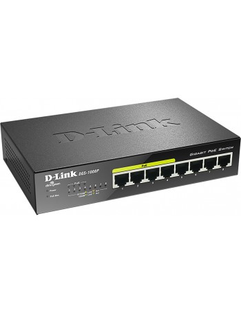 D-Link DGS-1008P switch de rede Não-gerido Gigabit Ethernet (10 100 1000) Preto Power over Ethernet (PoE)