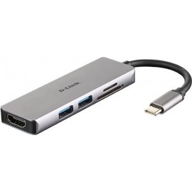 D-Link DUB-M530 base & duplicador de portas Com fios USB 3.2 Gen 1 (3.1 Gen 1) Type-C Alumínio, Preto