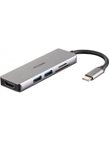 D-Link DUB-M530 base & duplicador de portas Com fios USB 3.2 Gen 1 (3.1 Gen 1) Type-C Alumínio, Preto