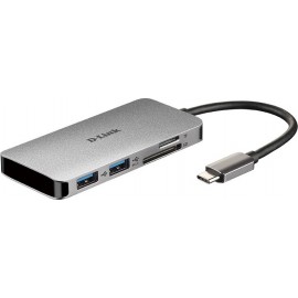 D-Link DUB-M610 base & duplicador de portas Com fios USB 3.2 Gen 1 (3.1 Gen 1) Type-C Alumínio, Preto