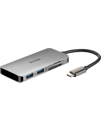 D-Link DUB-M610 base & duplicador de portas Com fios USB 3.2 Gen 1 (3.1 Gen 1) Type-C Alumínio, Preto