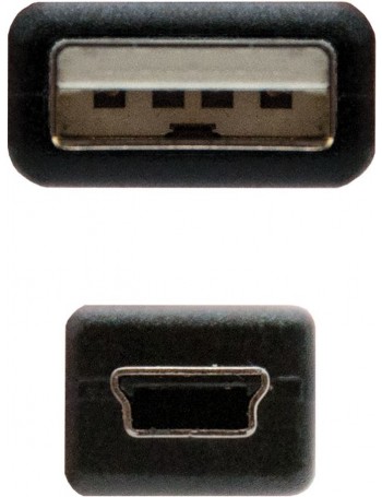 Nanocable 10.01.0401 cabo USB 1 m 2.0 USB A Mini-USB B Preto